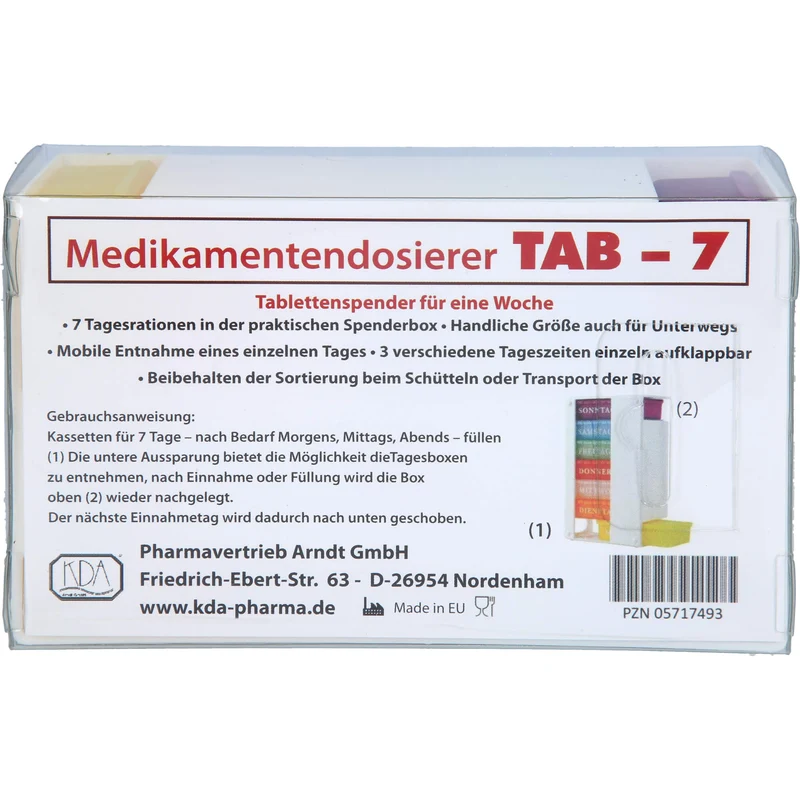 KDA Medikamentendosierer TAB-7 für 7 Tage mit je 3 Fächern, 1 St. Dosette