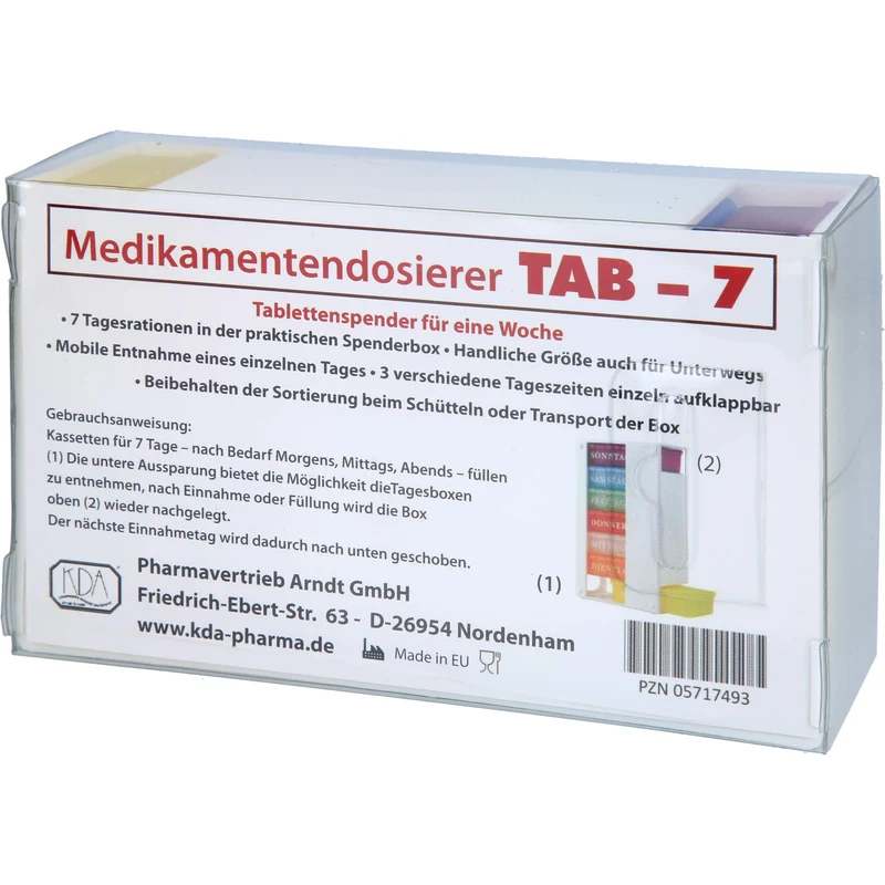 KDA Medikamentendosierer TAB-7 für 7 Tage mit je 3 Fächern, 1 St. Dosette