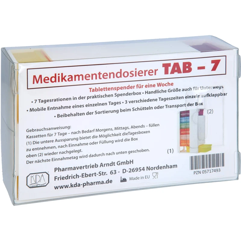 KDA Medikamentendosierer TAB-7 für 7 Tage mit je 3 Fächern, 1 St. Dosette