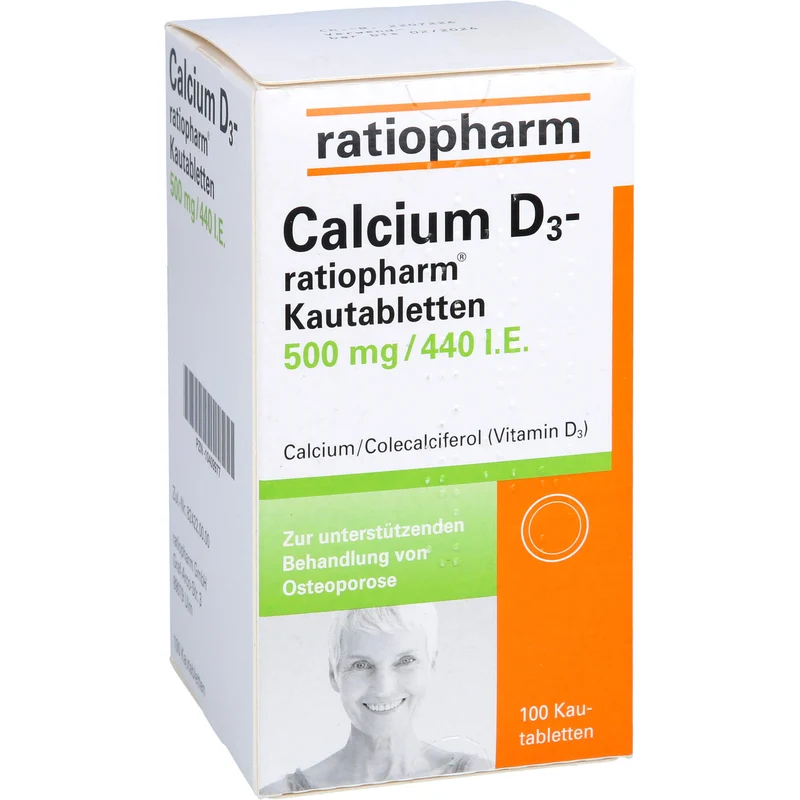 Calcium D3-ratiopharm Kautabletten 500 mg/440 I.E., 100 St. Tabletten