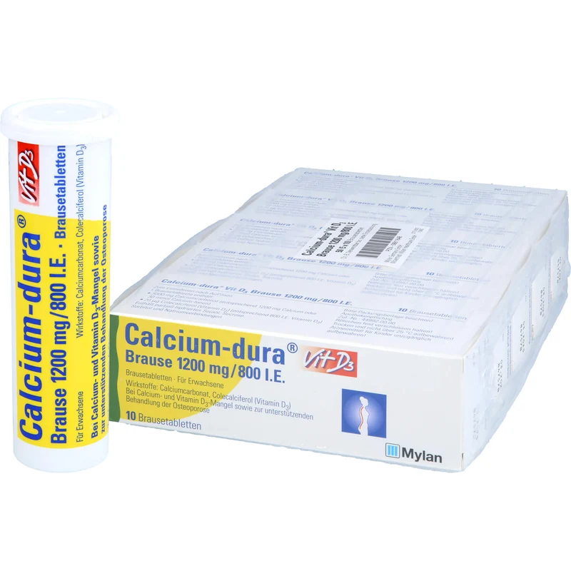 Calcium-dura Vit D3 1200 mg/ 800 I.E. Brausetabletten zur unterstützenden Behandlung von Osteoporose, 50 St. Brausetabletten