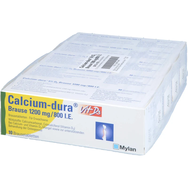 Calcium-dura Vit D3 1200 mg/ 800 I.E. Brausetabletten zur unterstützenden Behandlung von Osteoporose, 50 St. Brausetabletten