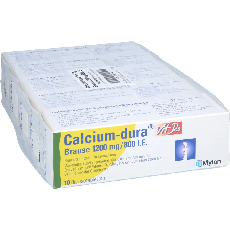 Calcium-dura Vit D3 1200 mg/ 800 I.E. Brausetabletten zur unterstützenden Behandlung von Osteoporose, 50 St. Brausetabletten