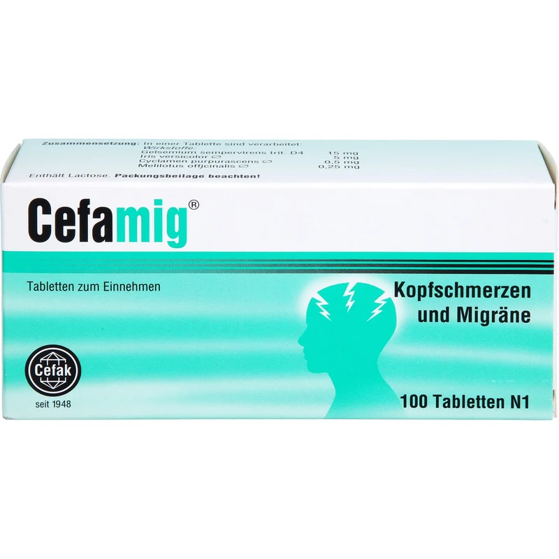 Cefamig Tabletten bei Kopfschmerzen und Migräne, 100 St. Tabletten