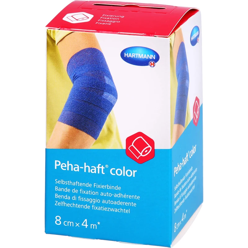 Peha-haft Color Fixierbinde latexfrei 8 cm x 4 m blau, 1 St. Binde