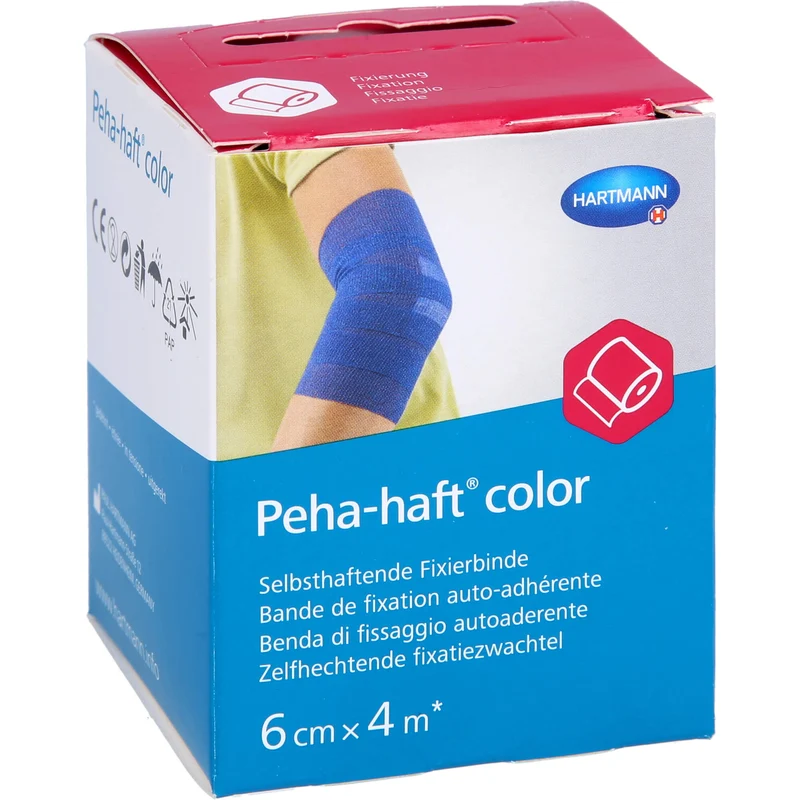 Peha-haft Color Fixierbinde latexfrei 6cmx4m blau, 1 St. Binde
