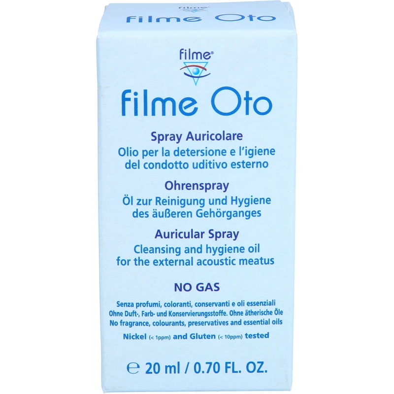 Filme Oto Ohrenspray Öl zur Reinigung und Hygiene des äußeren Gehörgangs, 20 ml Lösung