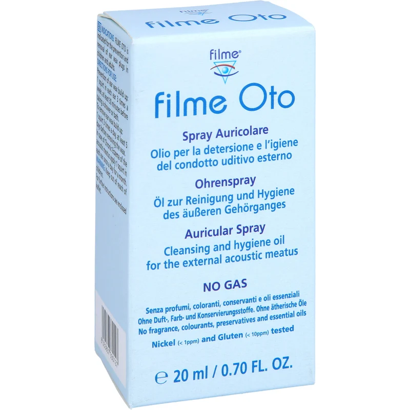 Filme Oto Ohrenspray Öl zur Reinigung und Hygiene des äußeren Gehörgangs, 20 ml Lösung