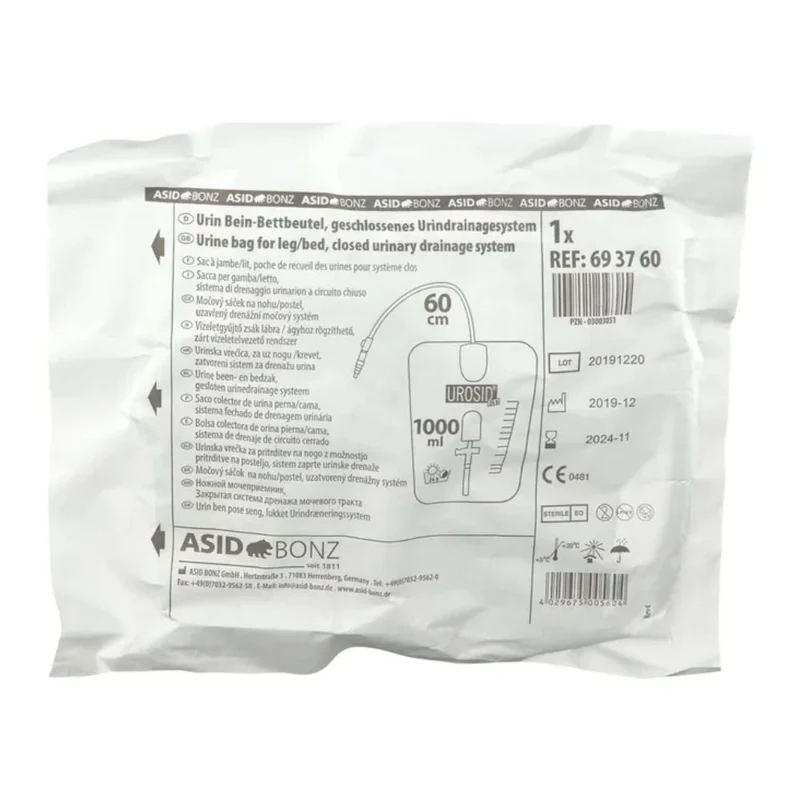 Urinbeutel 24h steril Schl.60cm 1000ml, 1 St. Beutel