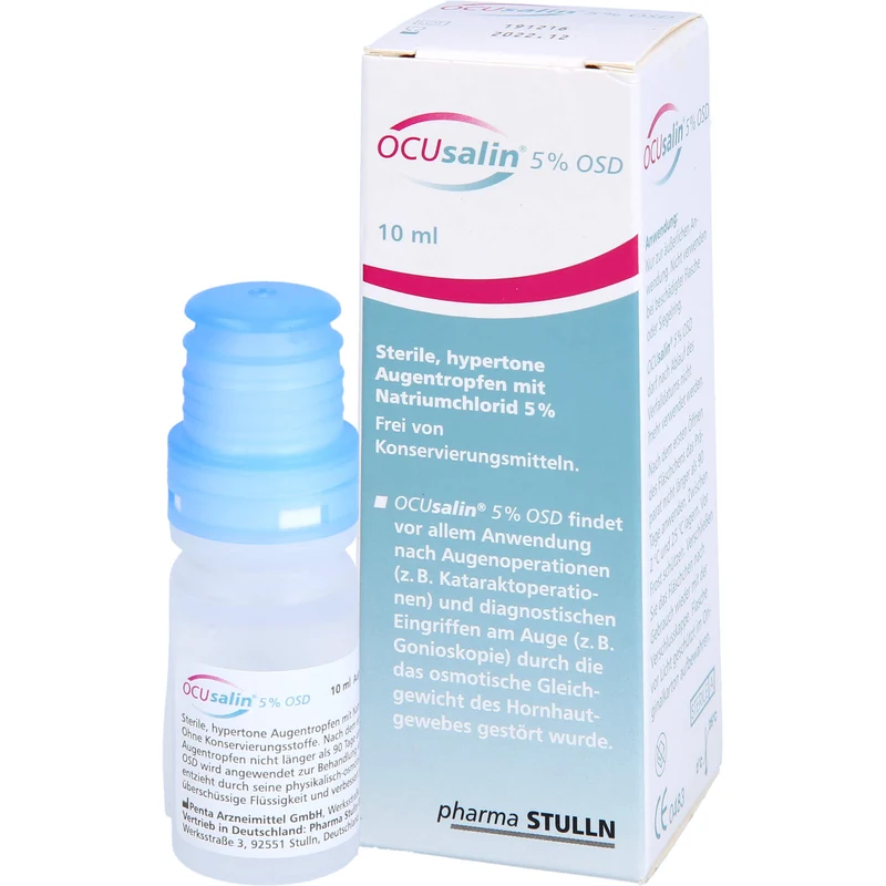 OCUsalin 5% OSD Augentropfen zur unterstützenden Behandlung von Hornhaut-Ödemen, 10 ml Lösung