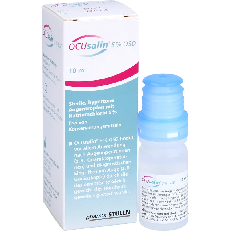 OCUsalin 5% OSD Augentropfen zur unterstützenden Behandlung von Hornhaut-Ödemen, 10 ml Lösung
