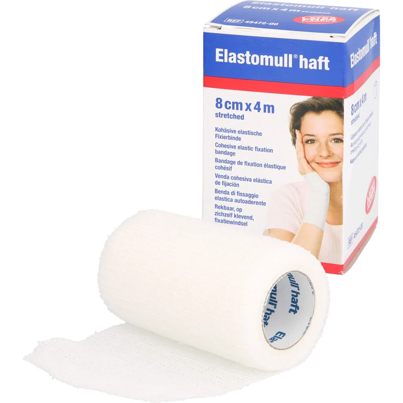 Elastomull haft 8 cm x 4 m kohäsive, elastische Fixierbinde, 1 St. Binde