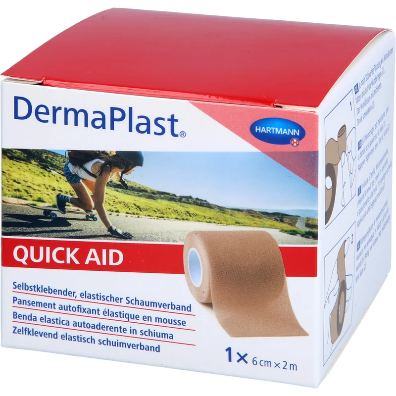 DermaPlast Quick Aid selbstklebender, elastischer Schaumverband 6 cm x 2 m hautfarben, 1 St. Verband