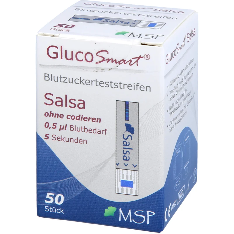 GlucoSmart Salsa Blutzuckerteststreifen Dose, 50 St. Teststreifen