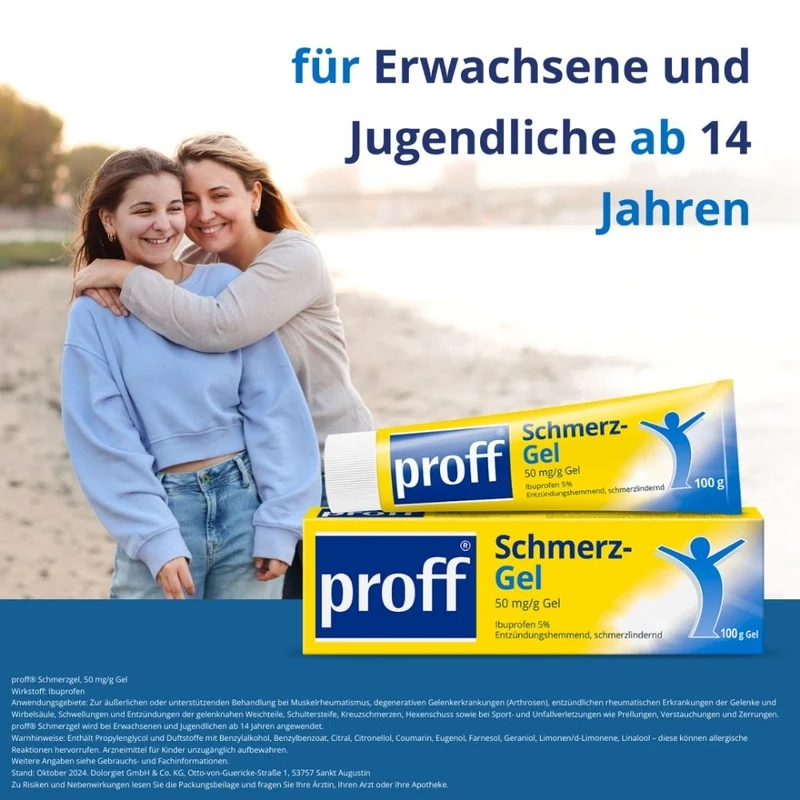 proff Schmerzgel mit Ibuprofen – zur äußerlichen Behandlung von Muskel-, Gelenk- und Rückenschmerzen, 100 g Gel
