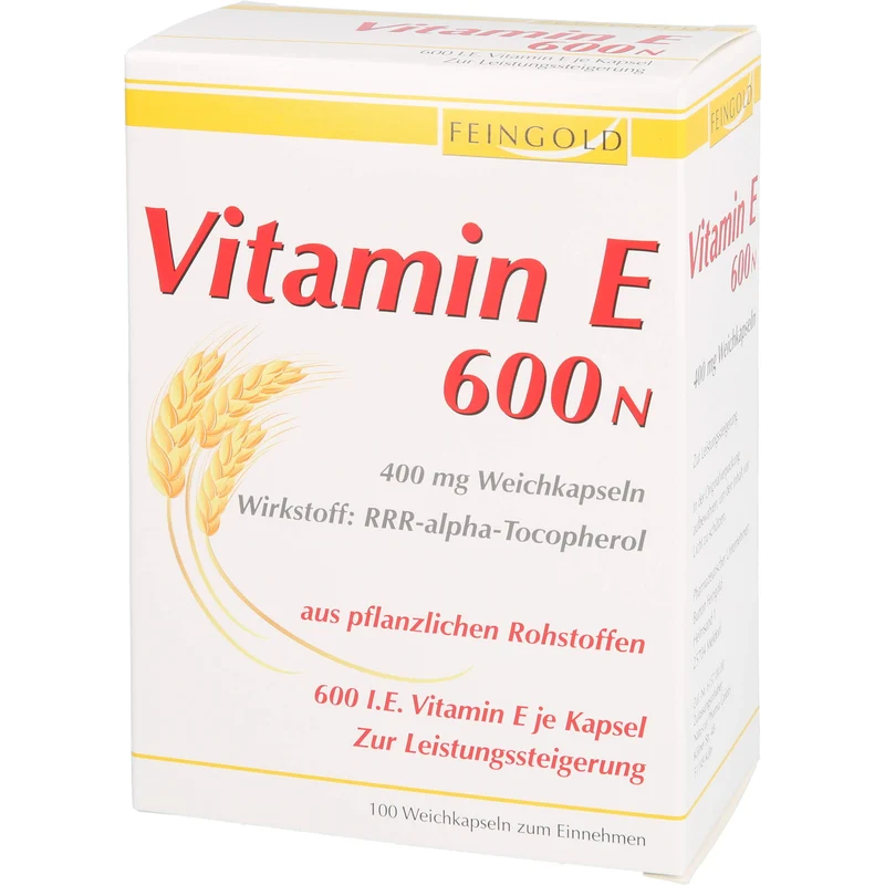 FEINGOLD Vitamin E 600 N Weichkapseln zur Leistungssteigerung, 100 St. Kapseln