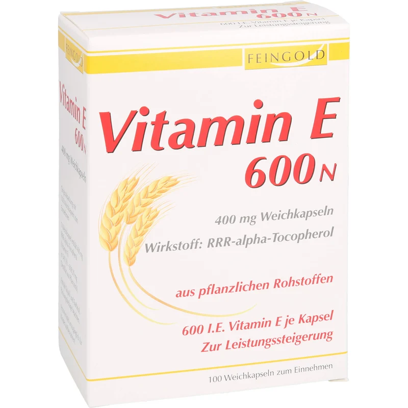 FEINGOLD Vitamin E 600 N Weichkapseln zur Leistungssteigerung, 100 St. Kapseln