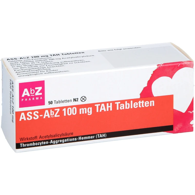 ASS-AbZ 100 mg TAH Tabletten beugt u.a. der Enstehung von Blutgerinsseln vor, 50 St. Tabletten