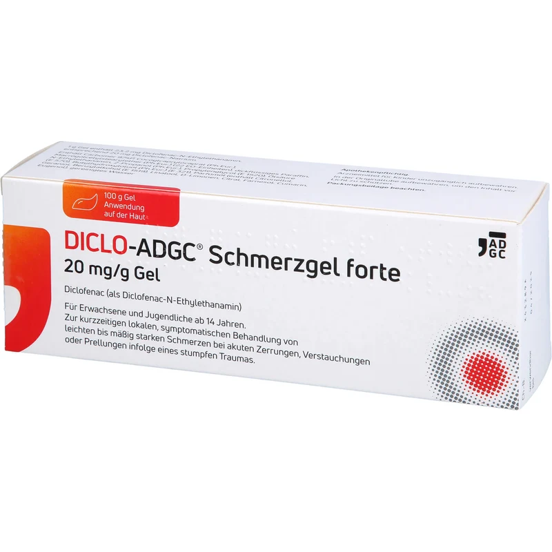 DICLO-ADGC Schmerzgel forte 20 mg/g Gel bei leichten bis mäßig starken Schmerzen bei akuten Zerrungen, Verstauchungen oder Prellungen, 100 g Gel