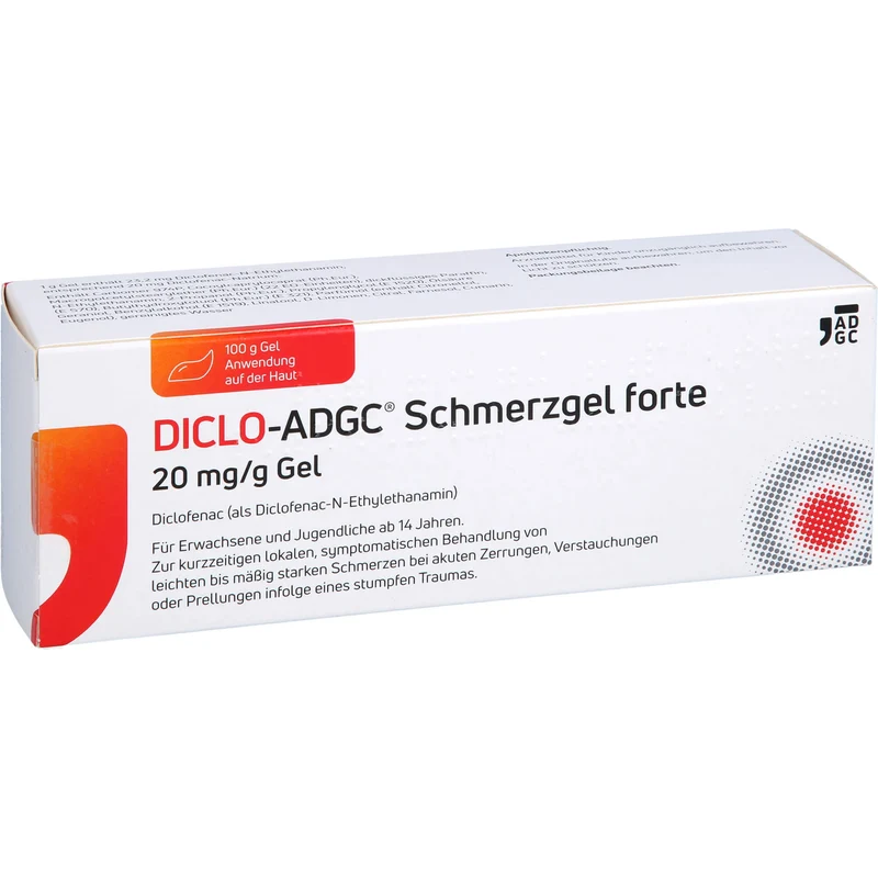 DICLO-ADGC Schmerzgel forte 20 mg/g Gel bei leichten bis mäßig starken Schmerzen bei akuten Zerrungen, Verstauchungen oder Prellungen, 100 g Gel