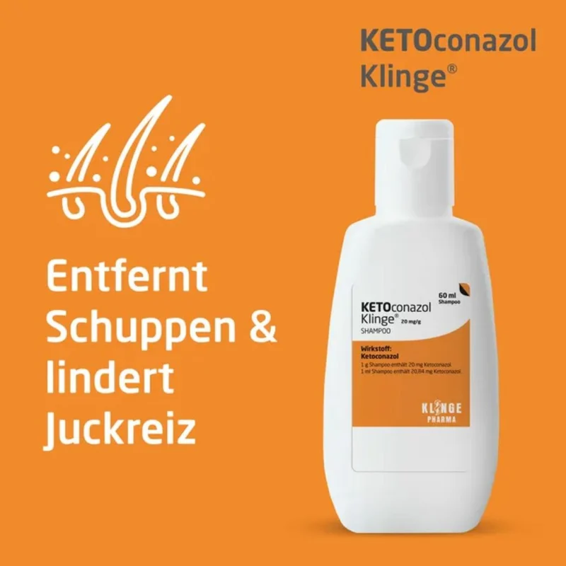 KLINGE Ketoconazol 20 mg/g Shampoo zur Behandlung von Infektionen der Kopfhaut, 60 ml Shampoo