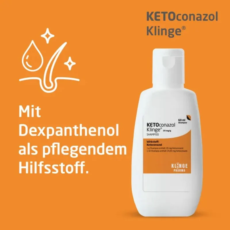 KLINGE Ketoconazol 20 mg/g Shampoo zur Behandlung von Infektionen der Kopfhaut, 60 ml Shampoo