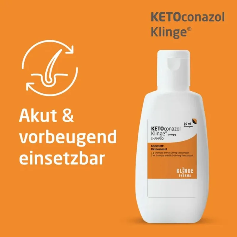 KLINGE Ketoconazol 20 mg/g Shampoo zur Behandlung von Infektionen der Kopfhaut, 60 ml Shampoo