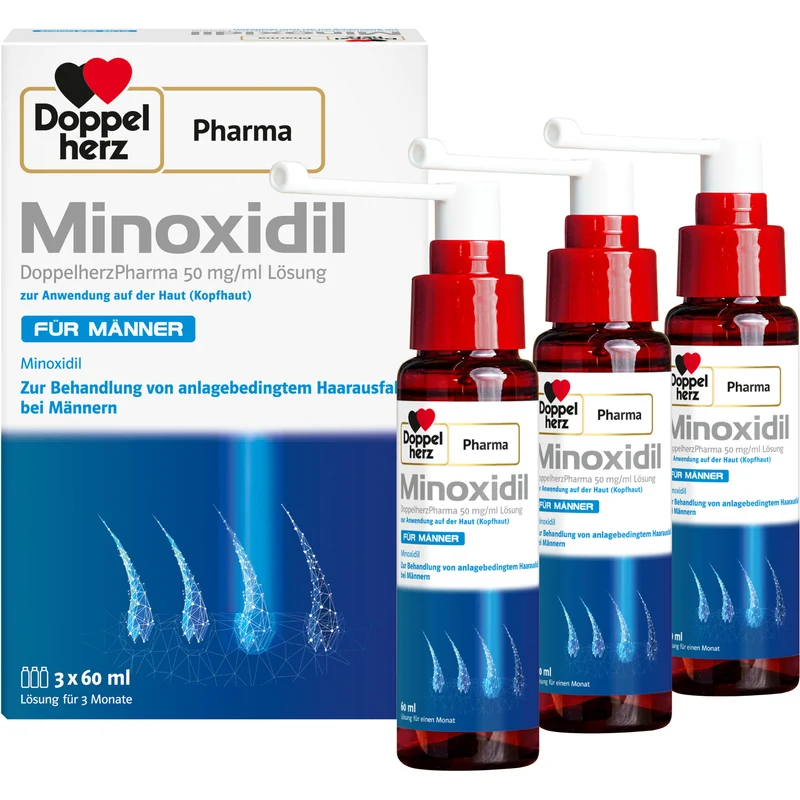 Doppelherz Pharma Minoxidil 50 mg/ml Lösung für anlagebedingtem Haarausfall bei Männern, 180 ml Lösung