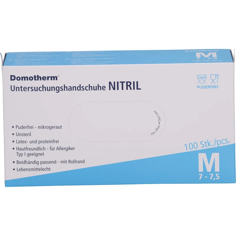Domotherm Untersuchungshandschuhe Nitril M unsteril puderfrei, 100 St. Handschuhe