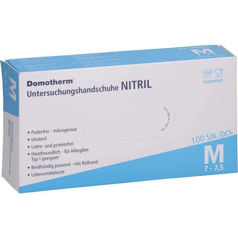 Domotherm Untersuchungshandschuhe Nitril M unsteril puderfrei, 100 St. Handschuhe