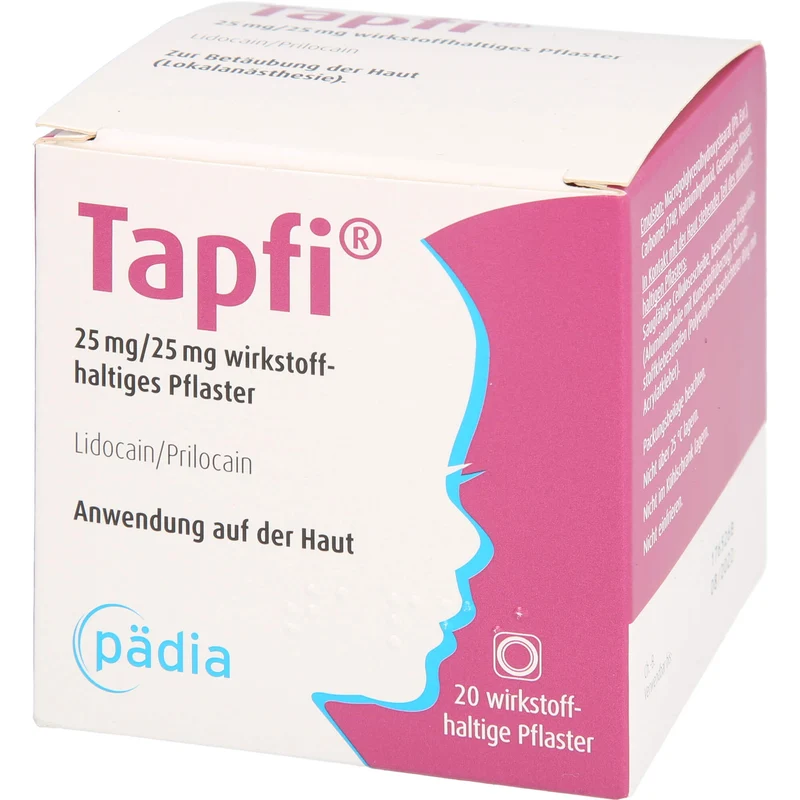 Tapfi 25 mg/25 mg wirkstoffhaltiges Pflaster mit Lidocain/Prilocain, 20 St. Pflaster