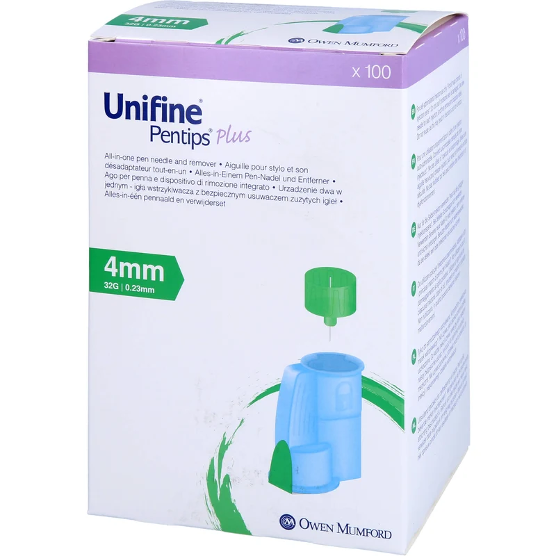 Unifine Pentips Plus Alles-in-Einem Pen-Nadel und Entferner 4 mm 32G, 100 St. Kanülen