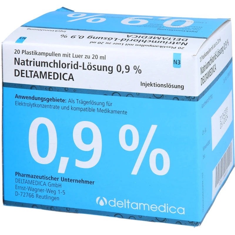 Natriumchlorid-Lösung 0,9 % Deltamedica, Injektionslösung, Luer Pl., 20 ml, 20X20 ml ILO