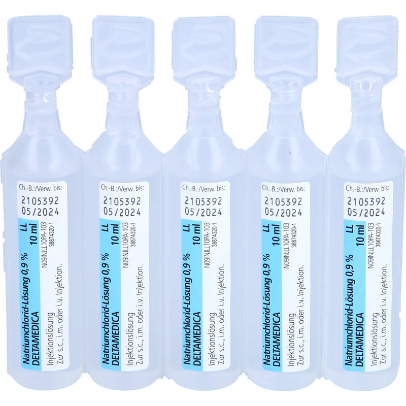 DELTAMEDICA Natriumchlorid-Lösung 0,9 % Injektionslösung Plastikampullen mit Luer-Lock, 20 St. Ampullen