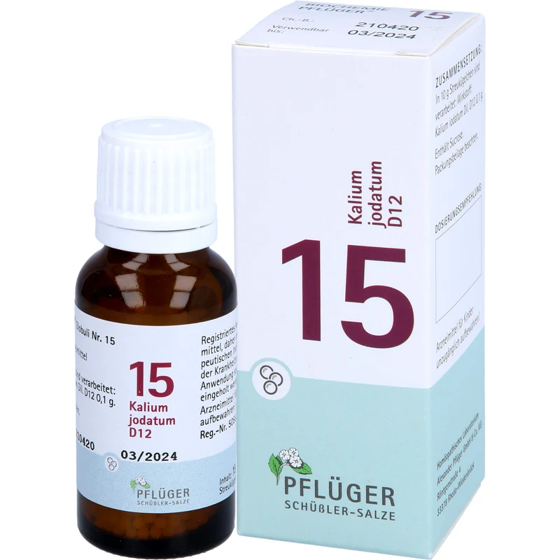 Pflüger Biochemie Nr.15 Kalium jodatum D12 Globuli, 15 g Globuli