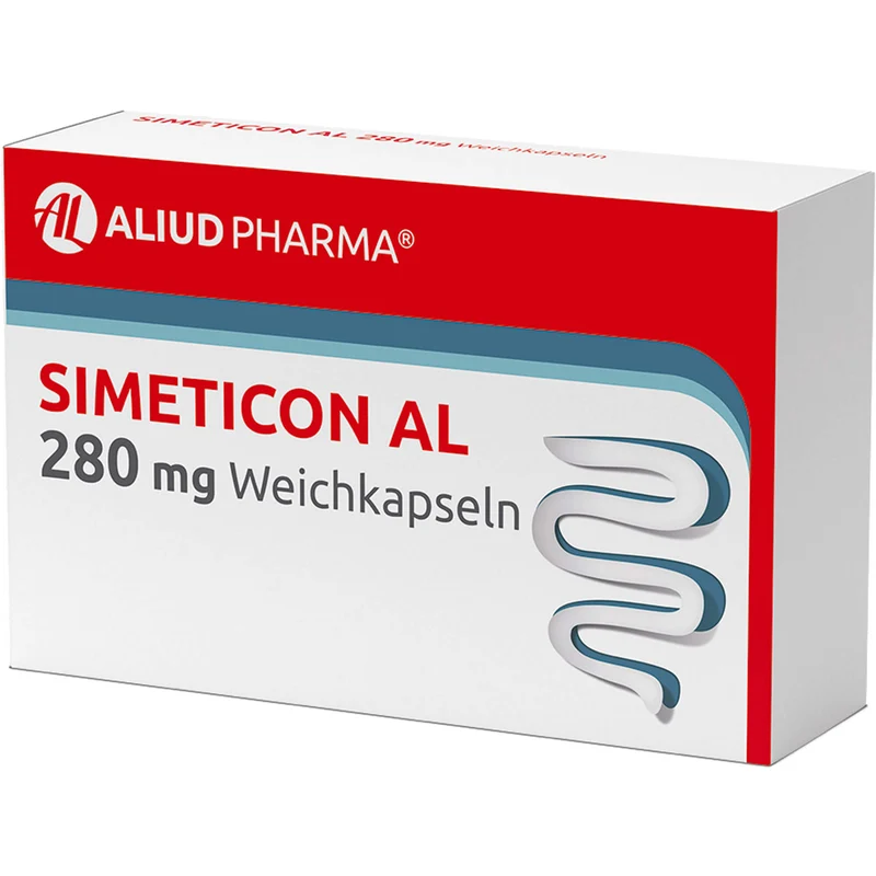Simeticon AL 280 mg Weichkapseln bei Blähungen, 32 St. Kapseln