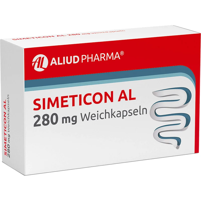 Simeticon AL 280 mg Weichkapseln bei Blähungen, 32 St. Kapseln