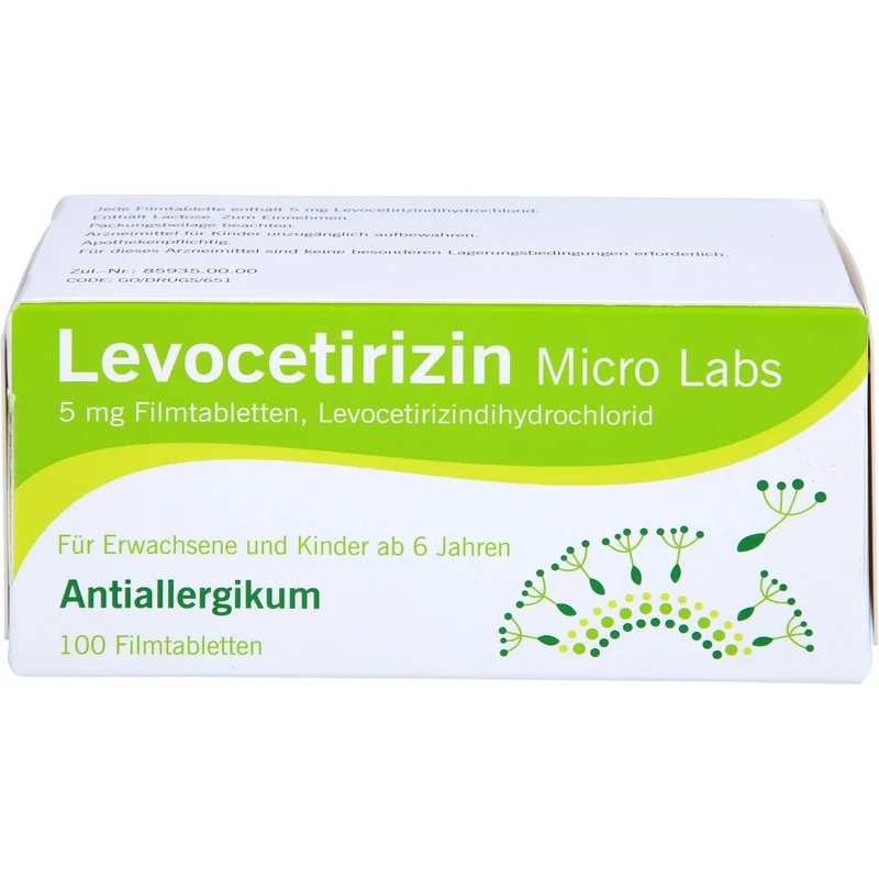 Micro Labs Levocetirizin 5 mg Filmtabletten bei Allergien, 100 St. Tabletten