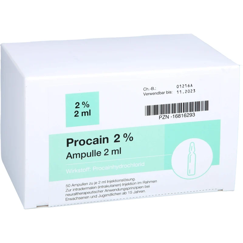 Procain pharmarissano Ampulle 2%, 2 ml Ampulle, 100 ml Lösung