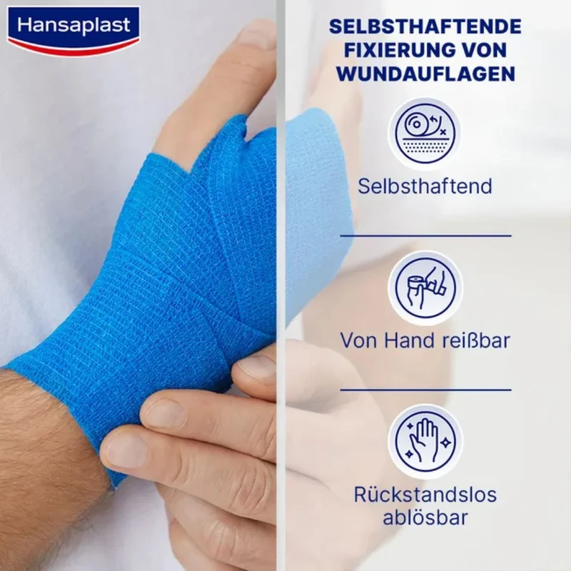 Hansaplast Selbsthaft. Fixierbinde blau 4mx6cm, 1 St. Binde
