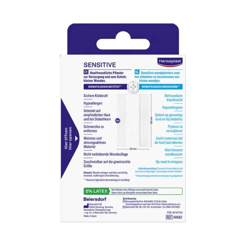 Hansaplast Sensitive Pflaster Hypoallergen 2mx6cm, 1 St. Pflaster