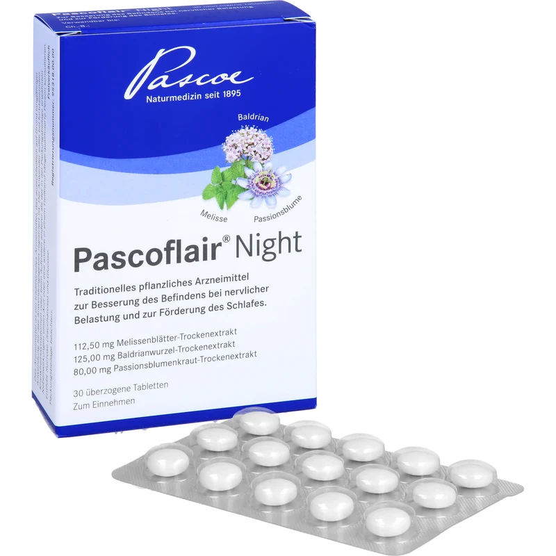 Pascoflair Night Tabletten bei nervlicher Belastung und zur Förderung des Schlafes, 30 St. Tabletten