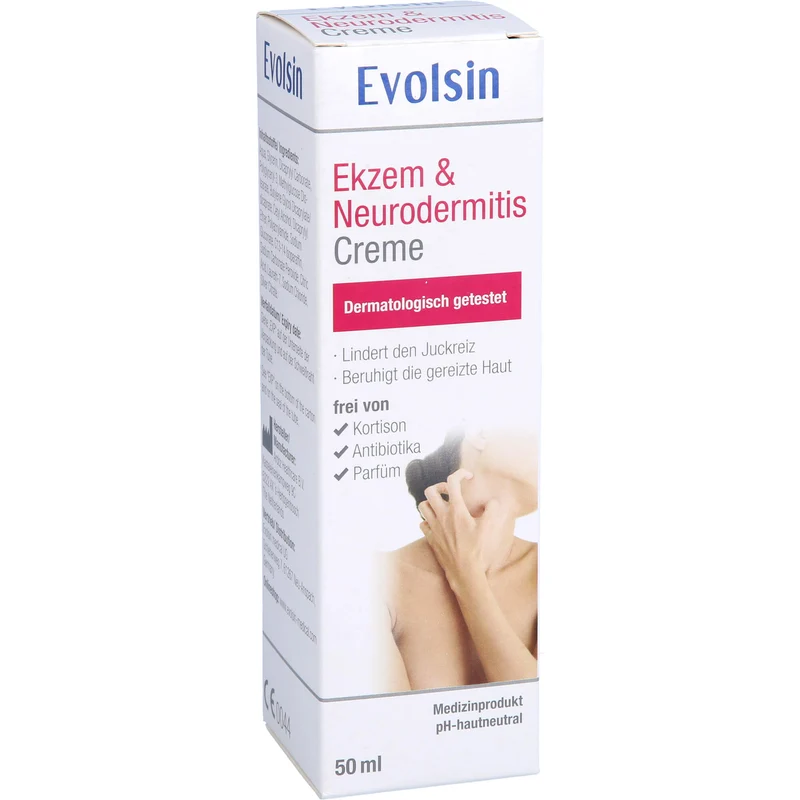 Evolsin Ekzem & Neurodermitis Creme mindert Juckreiz & beruhigt gereizte Haut, 50 ml Creme