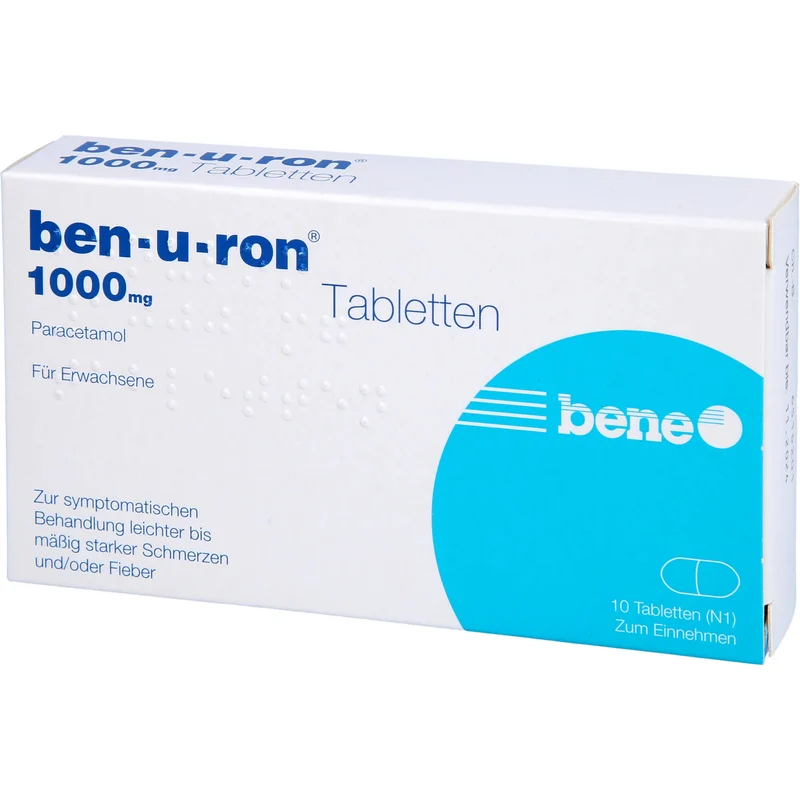 Benu-ron 1000 mg Tabletten bei leichten bis mittelstarken Schmerzen und Fieber, 10 St. Tabletten
