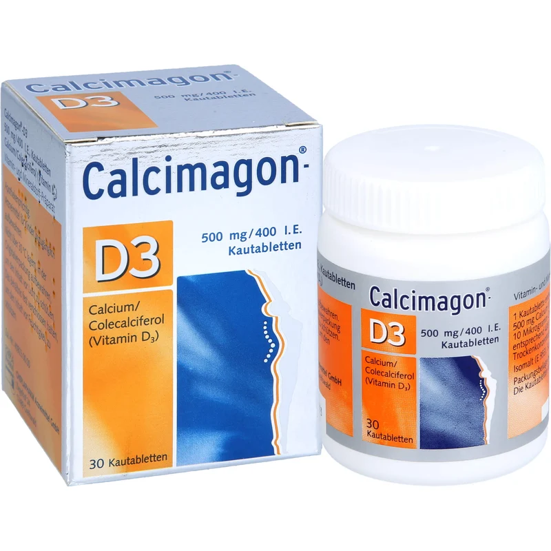 Calcimagon-D3 500 mg / 400 I.E. Kautabletten bei Vitamin D- und Calcium-Mangelzuständen, 30 St. Tabletten