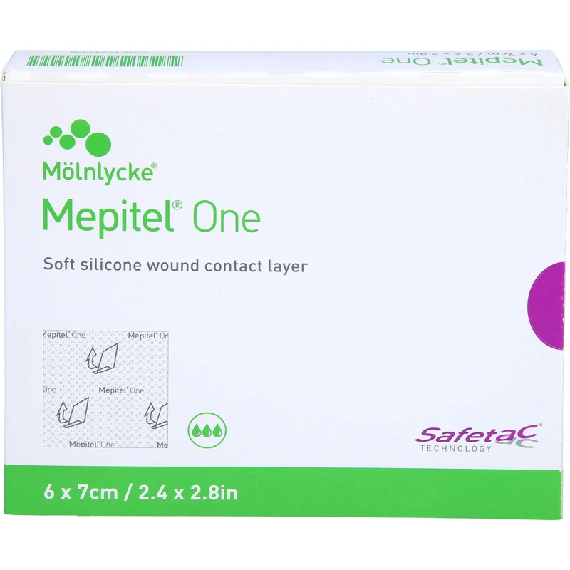 Mepitel One 6 x 7 cm transparente, einseitig mit Safetac Technologie beschichtete Wundauflage, 5 St. Verband