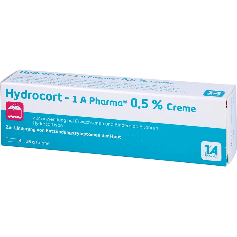 1A Pharma Hydrocort 0,5% Creme zur Linderung von mäßig ausgeprägten entzündlichen Hauterkrankungen, 15 g Creme