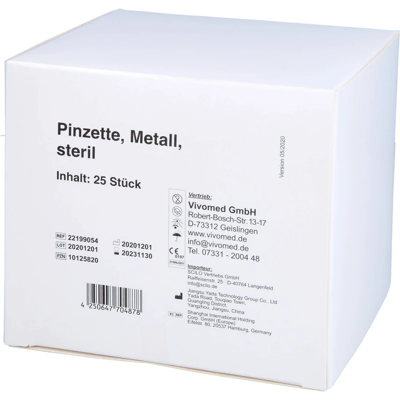 vivomed Pinzette Metall 9 cm spitz steril, 25 St. Pinzette