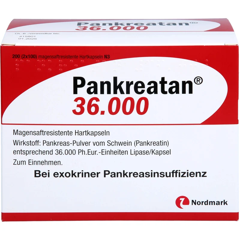 Pankreatan 36.000 Hartkapseln Verdauungsenzyme, 200 St. Kapseln