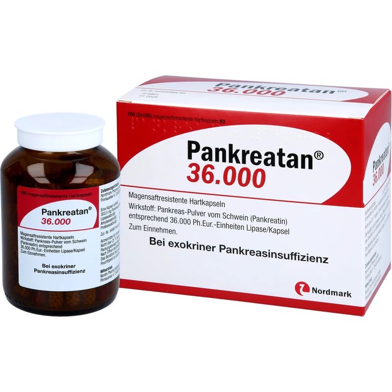 Pankreatan 36.000 Hartkapseln Verdauungsenzyme, 200 St. Kapseln